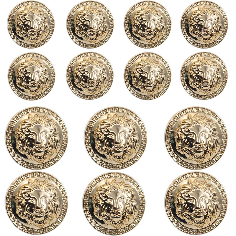 KENDANY 14 Pieces Gold Vintage Antique Metal Blazer Button Set - 3D Lion Head - for Blazer  Suits  Sport Coat  Uniform  Jacket 17mm 23mm(Gold) - Image 1